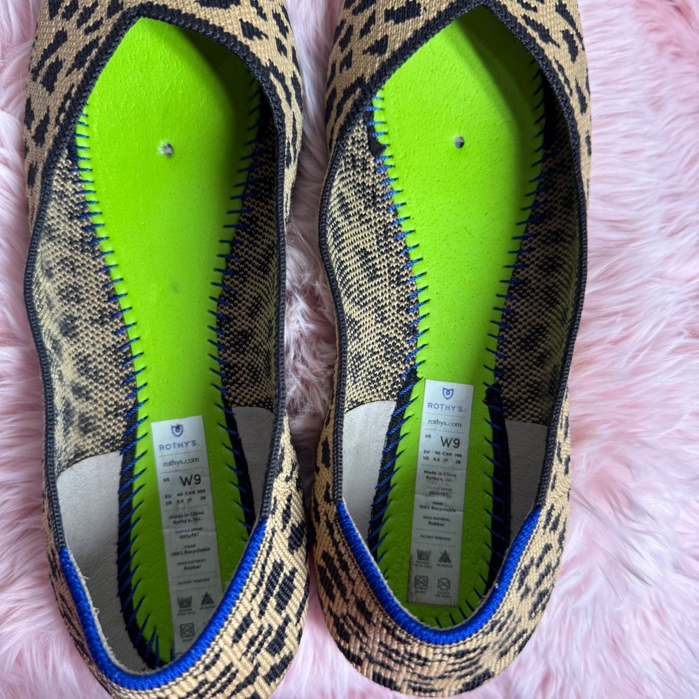 Rothy's The Point Flats Leopard Print Retired Sz 9 Knit Slip On Sustainable EUC - Picture 4 of 8